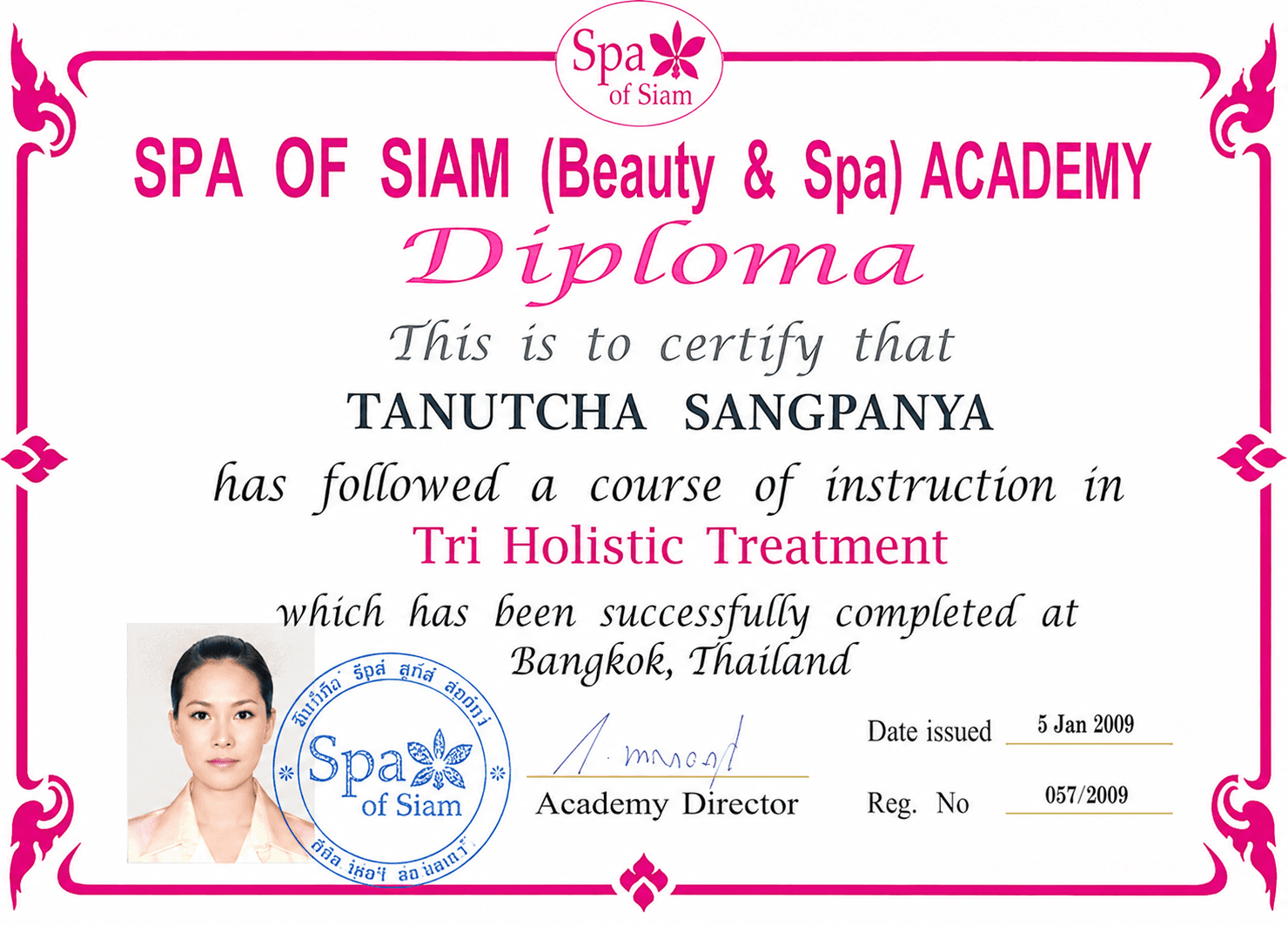 Diploma Tri Holistic Treatment de Tanutcha Sangpanya